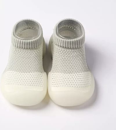 Waterschoentjes - Zwemschoentjes - Strandschoentjes van Baby-Slofje, grijs-wit maat 18