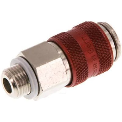 Vernikkeld Messing DN 5 Rood Luchtkoppeling Snelkoppeling G 1/8 inch Buitendraad - CLS5-M-BN-RED-018