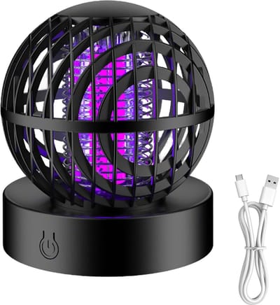 ZVD 2-in-1 elektrische insecten- en muggendoder – Met ledverlichting – Oplaadbaar via USB – Voor binnen en buiten – Geschikt voor huis, tuin en camping – Zwart