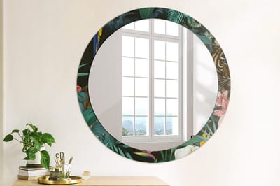 Coloray Bedrukte Spiegel - Vintage jungle Spiegel Lijst Met Print - 90 cm - Groente Bedrukte Spiegel - Spiegel Lijst Met Print - Spiegel Met Print - Wandspiegel Met Print