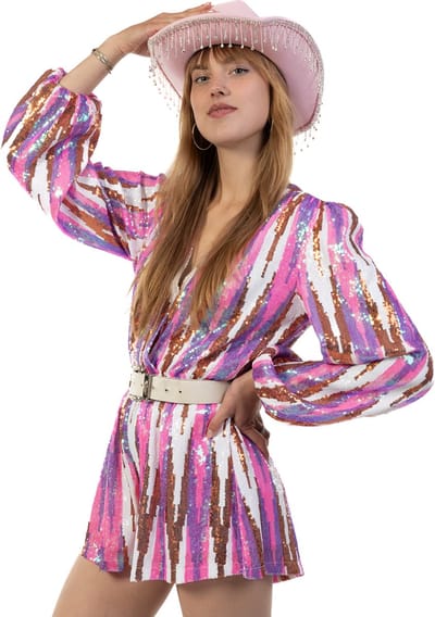 KIMU® Cowboyhoed Roze Strass Steentjes - Cowboy Western Hoed Diamantjes Dames - Cowgirl Bride to Be Vrijgezellenfeest Foute Party Yellowstone Festival
