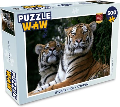 Puzzel Tijgers - Bos - Koppen - Legpuzzel - Puzzel 500 stukjes