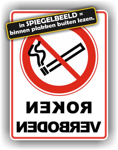 Jerma - Roken verboden - Raamsticker - Spiegelbeeld - 15x20cm