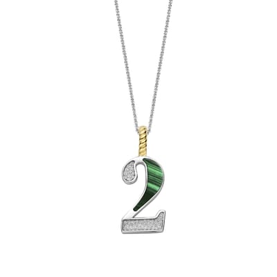 TI SENTO Dames Hanger - 925 zilver - Cijfer 2 - Malachiet - 6841MA_2
