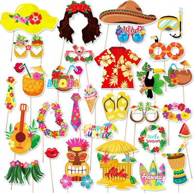 Foto Rekwistieten Set - Feestaccessoires Verjaardag - Feestelijke Foto's Maken - 30 Grappige Varianten - 25.7 x 23 cm - Multicolor