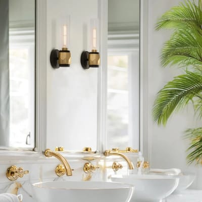 Hinkley LED Wandlamp Ellison | 1X E27 Max 40W | Black with Heritage Brass