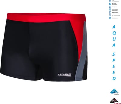 Dario Heren Zwembroek - Zwemboxer Zwart met Rood - S