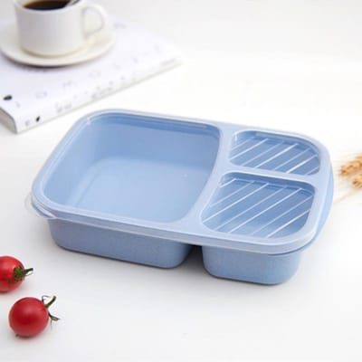 Boîtes à lunch étanches à 3 compartiments avec couvercle, conteneur portable en plastique pour le stockage des aliments et des fruits, boîte à bento pour enfants 3&1