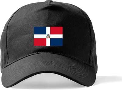 Zwarte Pet Beechfield met Wereldvlaggen, land Dominicaanse Republiek klittenbandsluiting