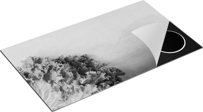 Chefcare Inductie Beschermer Groene Sla op Grijze Marmer - Zwart Wit - 90x50 cm - Afdekplaat Inductie - Kookplaat Beschermer - Inductie Mat