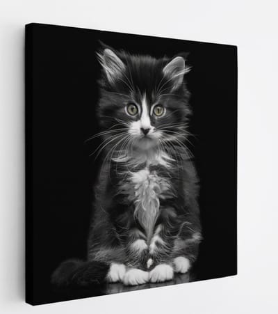 Saammp Canvas Schilderij - Kat - Portret - Dieren - 20x20 - Foto op canvas - Wanddecoratie - Muurdecoratie Woonkamer - Slaapkamer decoratie - Canvas Print