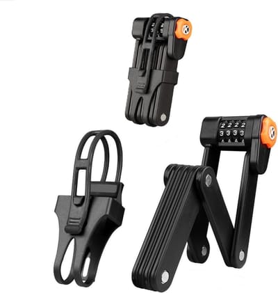 Vouwslot-kettingslot-fietsslot cijferslot-fietsslot-Fietskettingslot4-cijferige combinatie - 8 geharde metalen schakels - Opvouwbaar mountainbike veiligheidsslot - Zwart - 15,5x7,5 cm