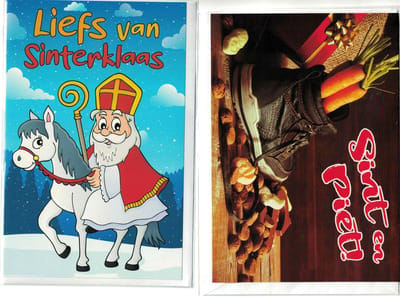 Wenskaarten - Sint en Piet - 5 Wenskaarten – 12 x 17 cm - Sinterklaas kaarten - Sinterklaas