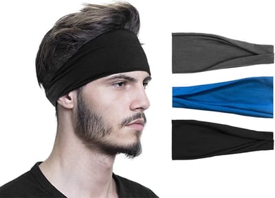 LIXIN Set 3 Stuks Heren Haarbanden - Sport haarbanden - Kleur 1 - Hoofdband - Volwassenen - Heren Haarband - Elastisch antislip - Fitness - Zweetband - Yoga - Atletisch - Gym - Dans - Hardlopen - Haaraccessoires