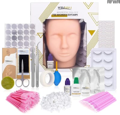 Wimperverlengingsset - Oefenset wimpers - Wimperstyling Leren - Realistisch Mannequinhoofd - 930 gram - Niet gespecificeerd