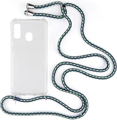 Shop4 - Geschikt voor Samsung Galaxy A20e Hoesje - Zachte Back Case met Koord Multi Groen