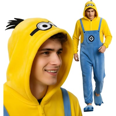 Pyjama Onesie Kigurumi Kostuum Verkleedkostuum Minion Xl: 175-185Cm gray