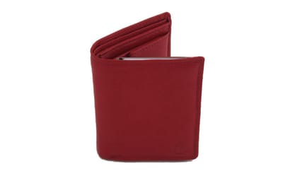 OI rode leren billfold met cardprotector / normale portemonnee met Figuretta pasjeshouder / complete portemonnee met anti skim kastje / leren beurs met metalen pasjeshouder / rood leer / 115R