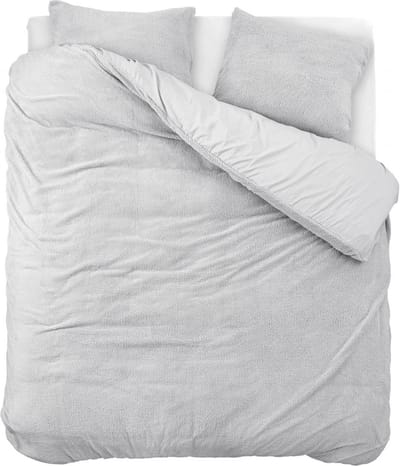 Droomtextiel Teddy Dekbedovertrek Grijs - 140x200/220 cm - Luxe Teddystof - Heerlijk Zacht