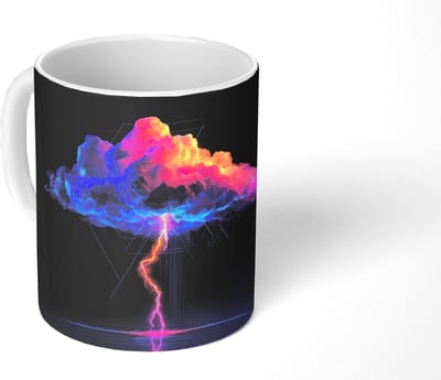 Mok - Koffiemok - Donderwolk - Bliksemschicht - Licht - Blauw - Mokken - 350 ML - Beker - Koffiemokken - Theemok