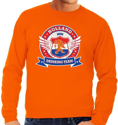 Oranje Holland drinking team sweater / sweater rwb heren - Nederland supporter kleding S