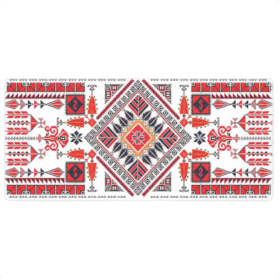 Perzisch Tapijt Muismat XL - 60 x 30 cm - Anti-Slip Rubber Onderkant - Rood & Wit