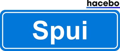 Hacebo - Plaatsnaam Sticker - 29x10 CM - Spui sticker - Verkeersborden sticker - grappige cadeaus - Spui