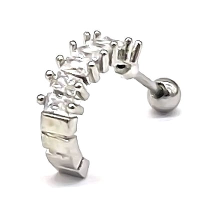 Oorpiercing met Zirkonia - RVS - 11 mm - Zilverkleurig