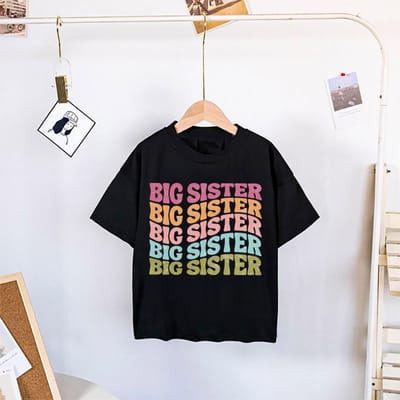 Zomerprint Kinder T-shirt voor Jongen Meisje Bijpassende Outfit Tops Broer Zus T-shirt 160 black