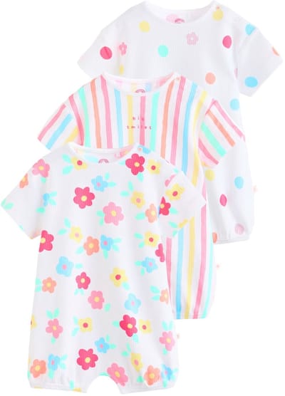 Next - Meisjes - over print - Verpakking van 3 jersey babyrompertjes - Wit