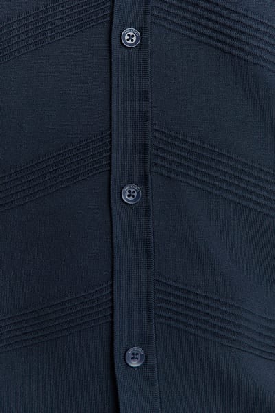 No Excess Pullover Short Sleeve Full Button Polo Relief Knit Deep Blue Maat: XXL | Sweaters Outlet | Heren | Blauw