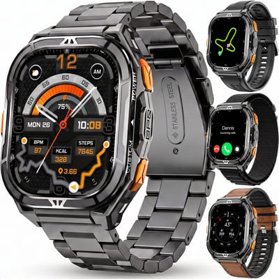Synyq Solid Pro - GPS Smartwatch Heren - Sporthorloge - Horloge Heren - Belfunctie - Stappenteller - Hartslagmeter - 150+ Sportmodi - Waterdicht - AMOLED - Geschikt voor iOS/Android