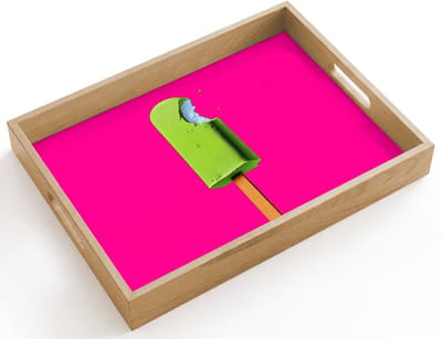 Dienblad hout 40x30 cm - Schootdienblad - Ijsje - Stokje - Minimalistisch - Groen - Borrelplank rechthoek - Plateau dienbladen