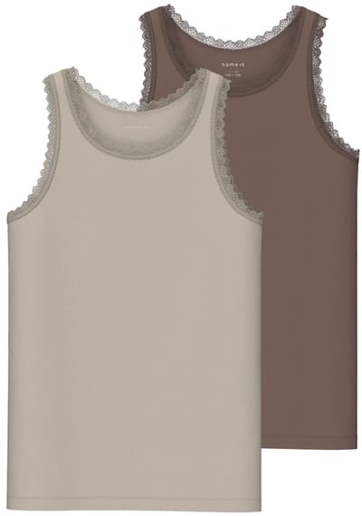 Name It Lace Mouwloos T-shirt 2 Eenheden Beige,Bruin 11-12 Years Meisjes