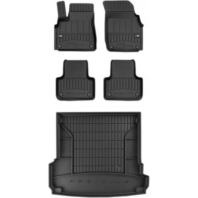 Frogum ProLine Complete Set: Luxe Rubberen Automatten + Kofferbakmat - Geschikt voor Audi Q7 II vanaf 2015 - 5 en 7-persoons (3e rij ingeklapt) - Perfecte Pasvorm - Geurloos TPE - Zwart