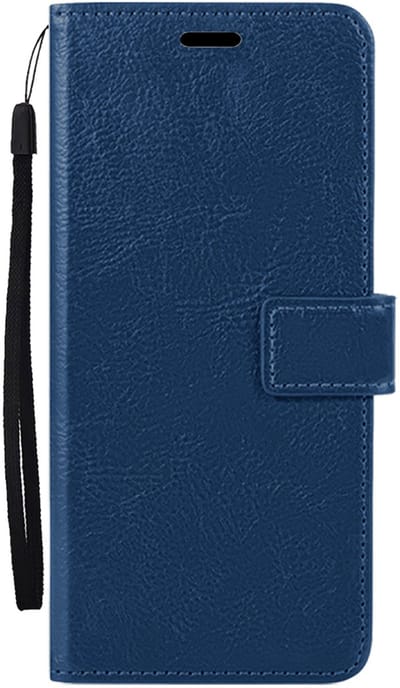 Hoes - Met Pasjeshouder - Geschikt voor Samsung Galaxy S25 FE - Luxe Bookcase Portemonee - Flip Case - Kunstleer Book Case - Flipcase - Book Cover - Walletcase - PortemonneeHoes - Donkerblauw