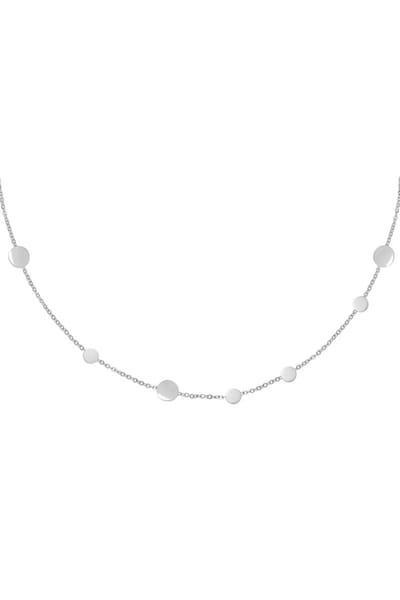 Necklace- Row Coins Circle- Zilver -Stainless Steel- yehwang-Moederdag cadeautje - cadeau voor haar - mama