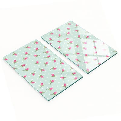 Multifunctionele decoratieve keukenplanken van gehard glas met rozenmotief, 2x30x52 cm