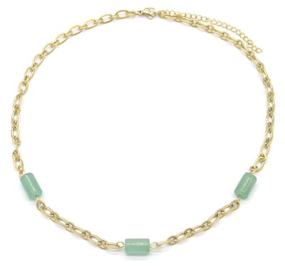 Ketting met Steentjes - RVS - Lengte 39-44 cm - Goudkleurig