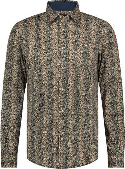 shirt lange mouw fantasy flower stretch dark Brown (42.6549 - 141)