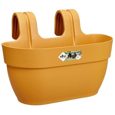 Elho Vibia Campana Easy Hanger M 36 - Balkonbak met Ophanghaken - 100% Gerecycled Plastic - Ø 36.0 x H 26.5 cm - Honinggeel