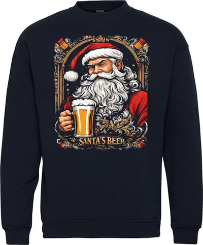 Kersttrui Santa's Beer | Foute Kersttrui Dames Heren | Kerstcadeau | Kerstpakket | Navy | maat XS