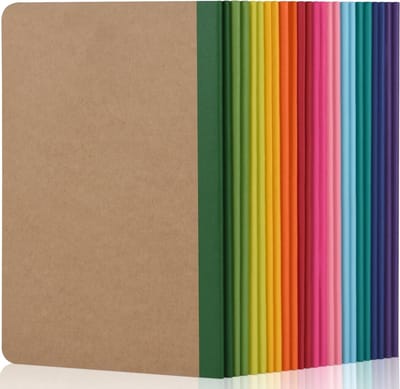 Set van 24 Gekleurde Notitieblokken met Kraft Kaft, 60 Pagina's voor School, Kantoor en Reizen