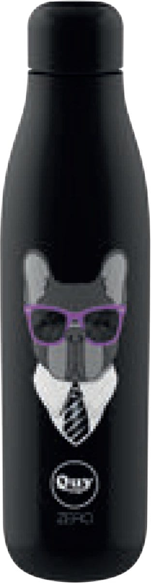 Quy Cup - 500ml Thermosfles “Karl” Zwart 12 uur heet 24 uur koud herbruikbaar RVS fles (304)