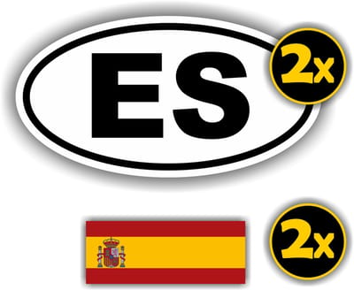 Jerma - ES - Spanje - Vlag - Auto - Sticker - 2x ovaal 13x7 cm - 2st 7x2.5 cm - Vinyl - Zelfklevend