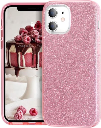 Geschikt voor Apple iPhone 12 Mini Backcover - Roze - Glitter Bling Bling - TPU case