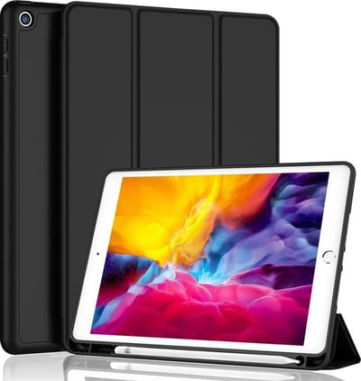 Hoes geschikt voor iPad Air 2 met pencil houder smart bookcase Zwart - Hoes geschikt voor iPad Air 2 Cover - Air hoes met pencil smart cover - Hoes geschikt voor iPad Air 2 case - Hoes geschikt voor iPad air cover met apple Pencil Vakje