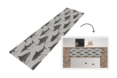 Keukenloper - Loper keuken - Patronen - Haai - Zee - 200x50 cm - Keukenloper vinyl