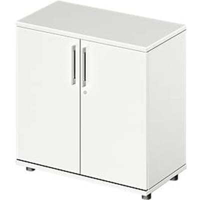 Vleugeldeurkast TETRIS WOOD - B 800 x D 421 x H 800 mm - 2 OH - hoogte inclusief glijders - wit- ons merk Schäfer Shop Genius