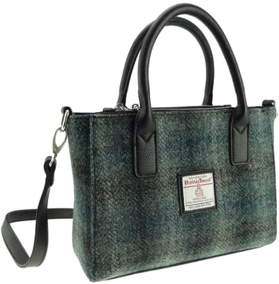 Handtas Brora Mosgroen - Ritssluiting - Draagband - Harris Tweed - Glen Appin of Scotland